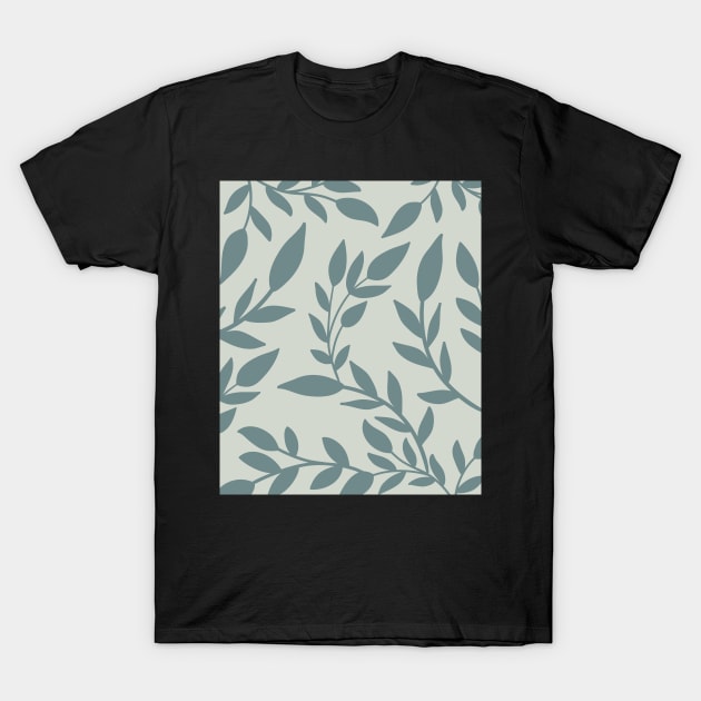 Abstract Pastel Blue Botanical  Leaves Pattern T-Shirt by zedonee